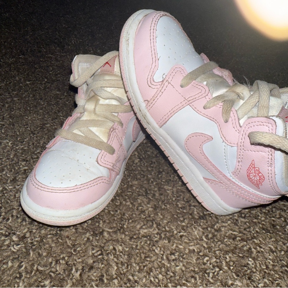 Kids Pink and White Jordans